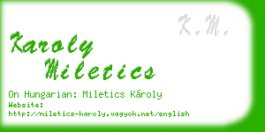 karoly miletics business card