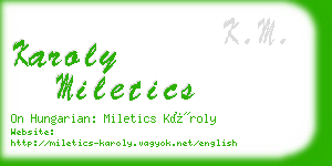 karoly miletics business card